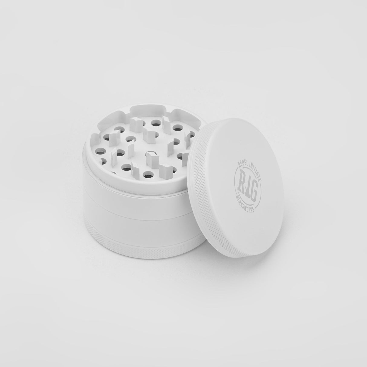 REBEL INITIATE GLASSWORKS 2.2" White Ceramic-Coated Aluminum Grinder for Dry Herbs