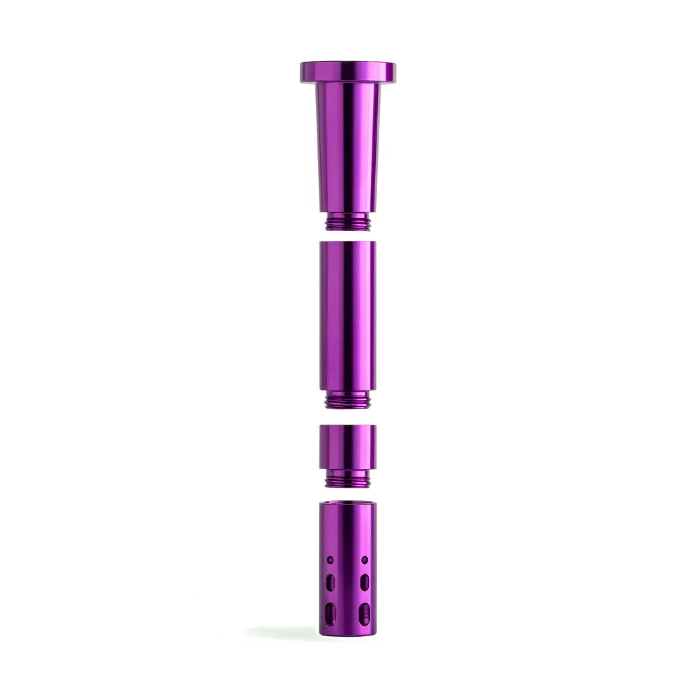 Chill Steel Pipes - Durable Purple Aluminum Downstem, Front View, Easy to Clean