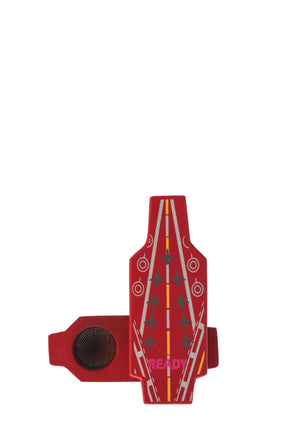 2.5" Thick Ass Glass Metal Air Craft Carrier Pipe, Red, Stealth Dry Herb Design, Front View