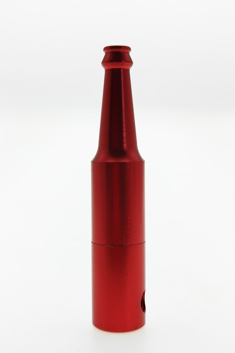 Thick Ass Glass 2.75" Beer Bottle Chillum Stealth Pipe in Red, Front View for Dry Herbs