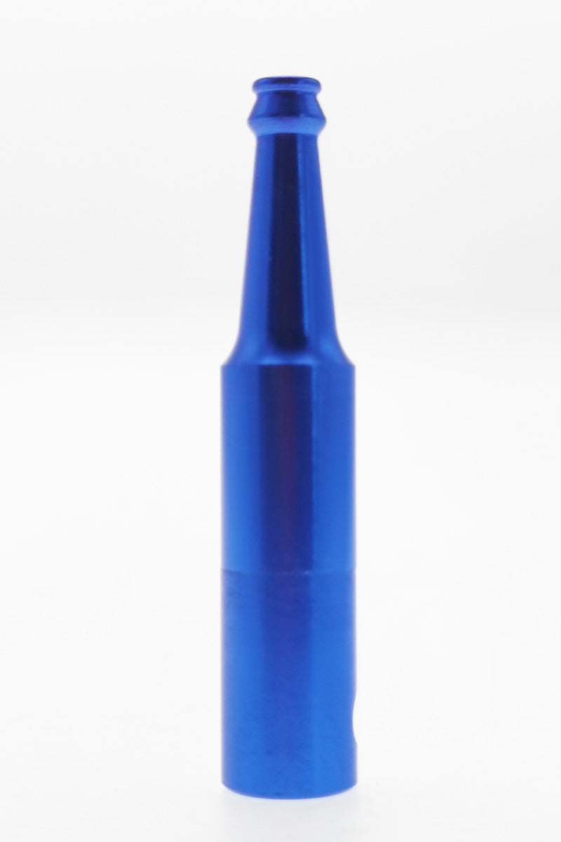 Thick Ass Glass 2.75" Blue Beer Bottle Chillum Dry Pipe for Herbs - Front View