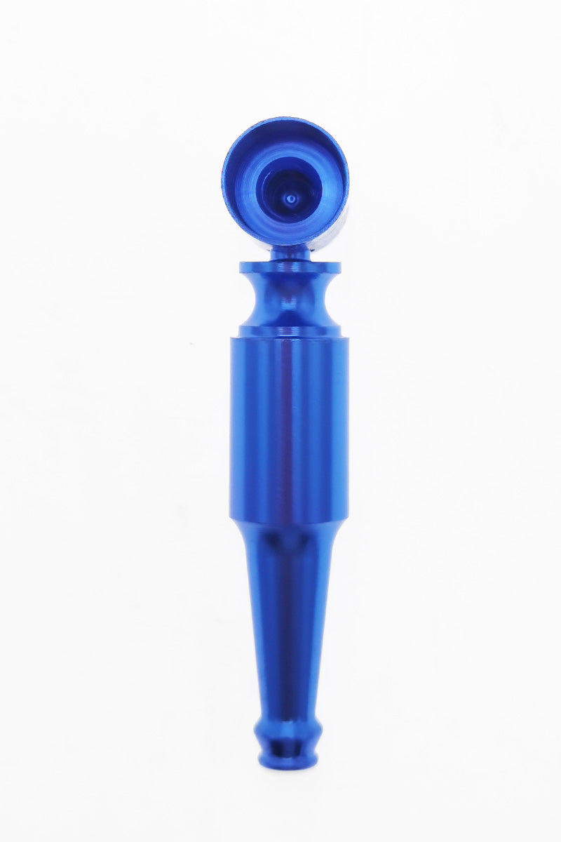 Thick Ass Glass 2.75" Beer Bottle Chillum for Dry Herbs, Blue Borosilicate, Front View