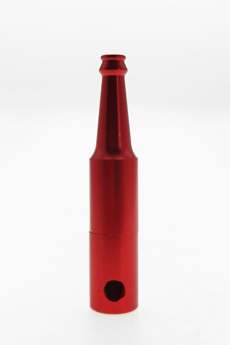 Red Thick Ass Glass 2.75" Beer Bottle Chillum Stealth Pipe for Dry Herbs - Front View