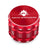 Kozo 2 inch four-piece aluminum grinder in red, closed front view of the body with the Kozo logo lid