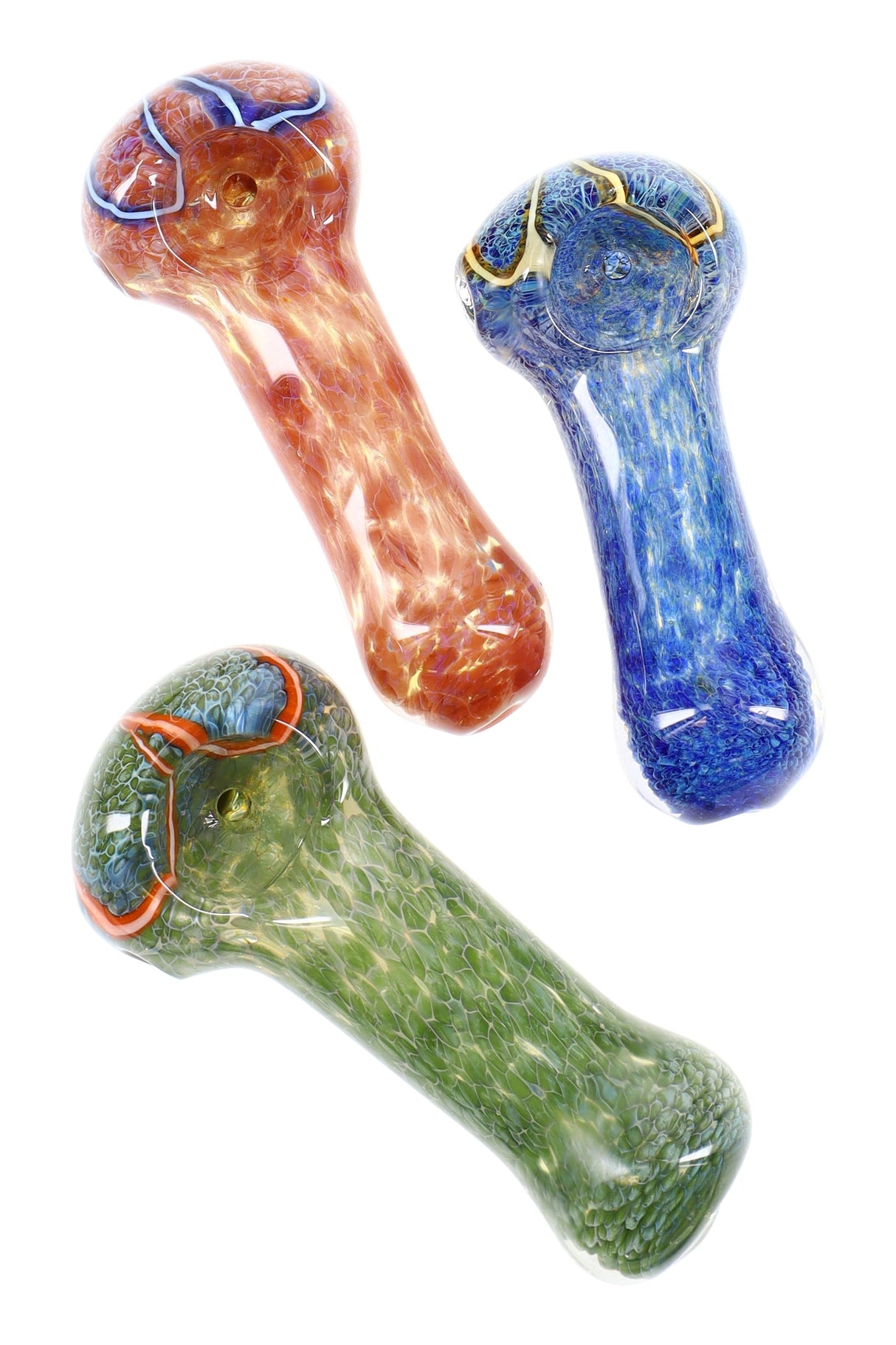 Silver-Fumed Frit Glass Pipe - 3" - Assorted Colors