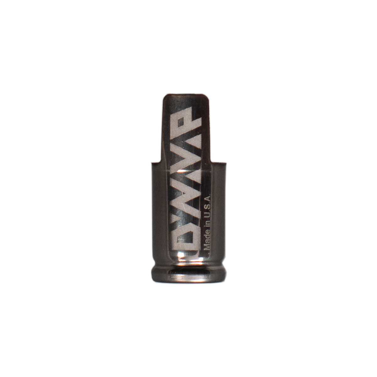 DynaVap Standard Cap pictured from an alternate angle showing the smooth stainless steel cap body