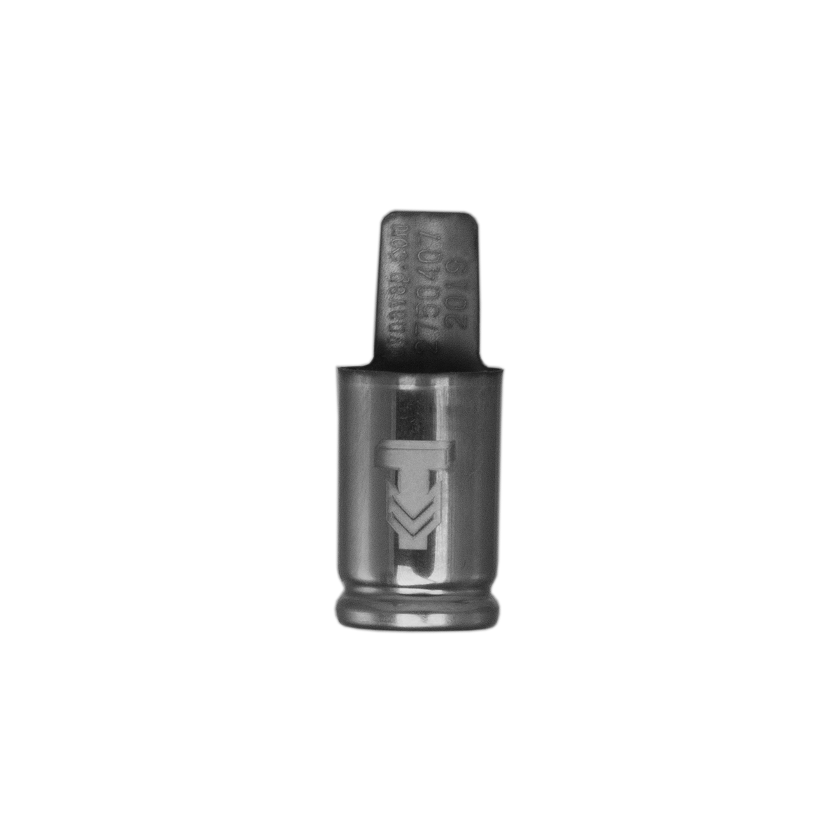 DynaVap Low Temp Captive Cap pictured from an alternate angle showing the smooth stainless steel finish