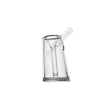 MJ Arsenal Fulcrum Bubbler in Borosilicate Glass, Classic Angled Side View on White