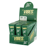 VIBES 30PC Display Box of Organic Hemp Cones 1 1/4" Size for Dry Herbs, Front View
