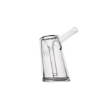 MJ Arsenal Fulcrum Bubbler in Borosilicate Glass, Classic Hand Pipe, Side View on White Background