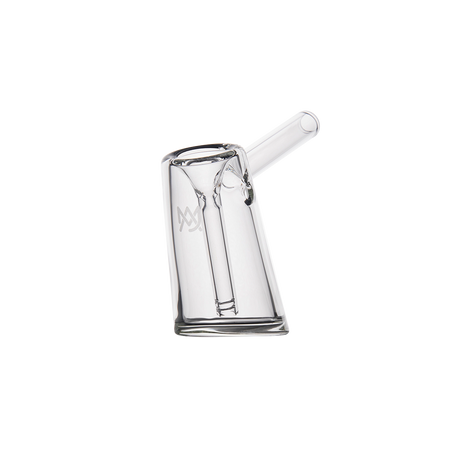 MJ Arsenal Fulcrum Bubbler in Borosilicate Glass, Classic Hand Pipe, Side View on White Background