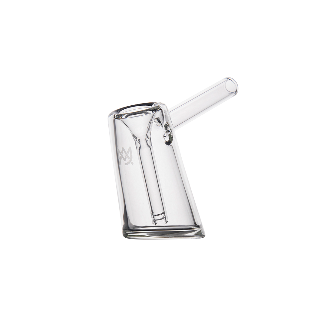 MJ Arsenal Fulcrum Bubbler, Borosilicate Glass, Side View on Seamless White Background