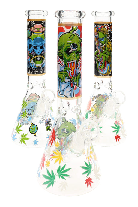 Glass GoG Glow Alien Beaker Bong “Area 420” – 18.8 mm – 10″ – Assorted Colors
