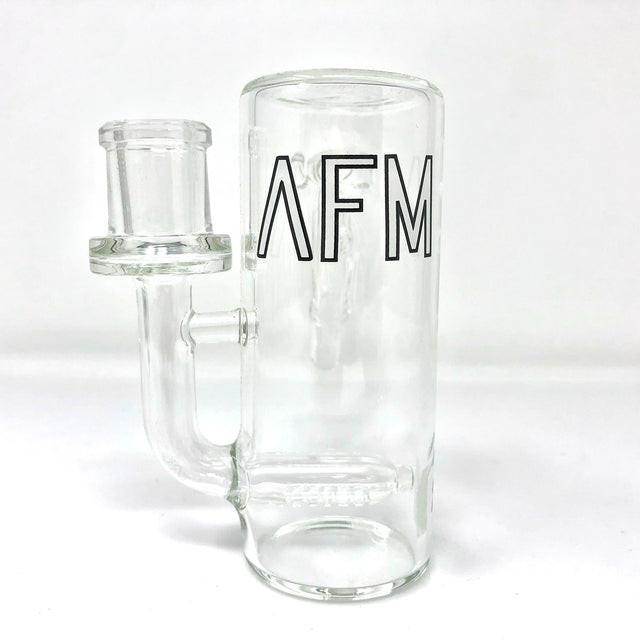 AFM 4" Inline Perc Glass Ash-Catcher, 14mm Borosilicate, Front View on White Background