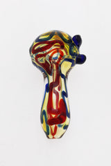 Thick Ass Glass 3" Spoon Pipe with Marbles & Multi-Color Ribbon, Carb Hole Left Side