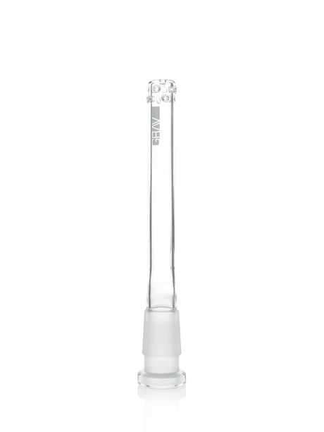 3.3" GRAV 14mm Fission Downstem for Bongs, Clear Borosilicate Glass, 45 Degree Joint, Front View