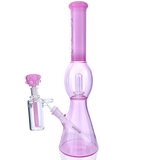 18" AFM UFO Pink Beaker Bong with Color Accents and Female Joint, Front View