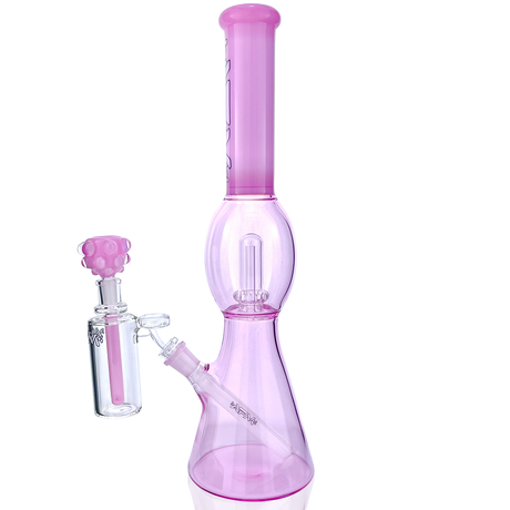 18" AFM UFO Pink Beaker Bong with Color Accents and Female Joint, Front View