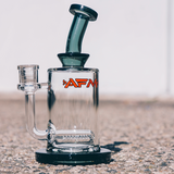 8" AFM Milky Inline Perc Glass Dab Rig with Bent Neck and 14mm Female Joint