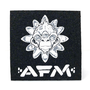AFM Mood Mat for bongs, 5.5 inches with monkey design, top view on white background