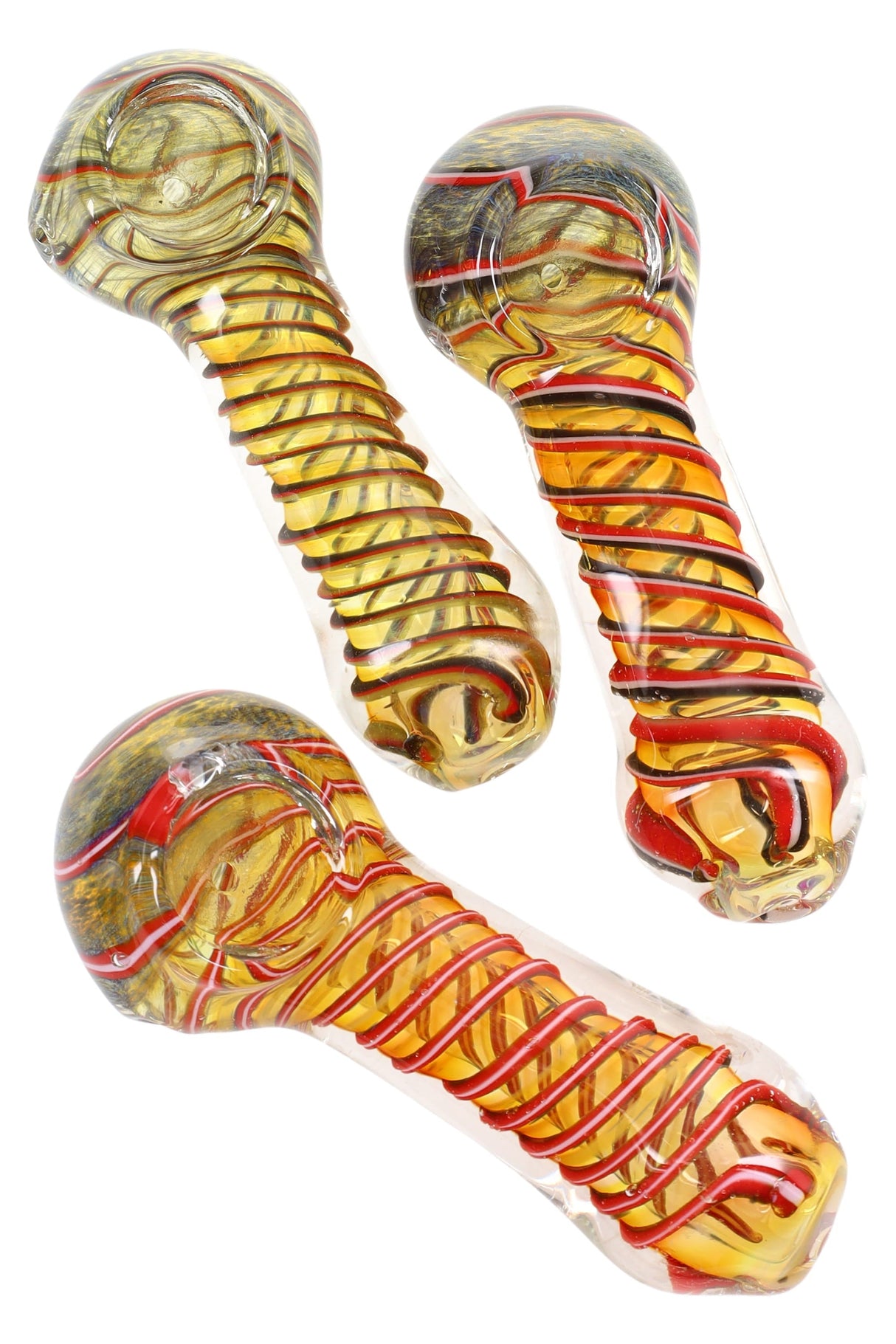 Gold Fumed Spiral Glass Spoon “Molten Coil” – 4½″