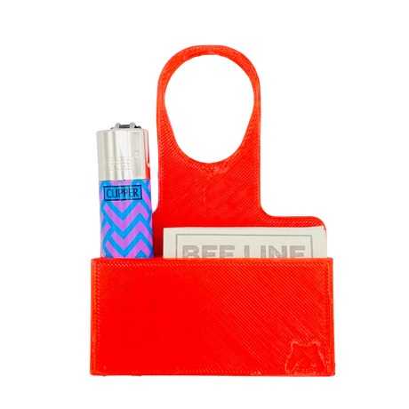 MAV PRO 3D Bee Line and Lighter Caddy in vibrant red with Clipper lighter and hemp wick front view