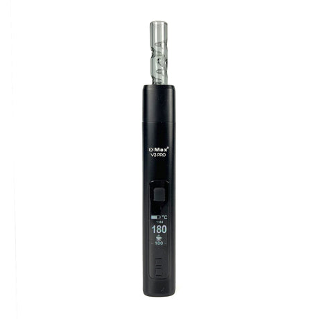3D Glass Cooling Stem on XMAX V3 Pro Vaporizer, Portable, Front View on White Background