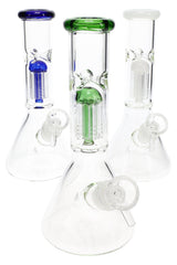 GoG Clear Beaker Bong – 8½″ – Tree Perc – Ice Pinch – Assorted Colors