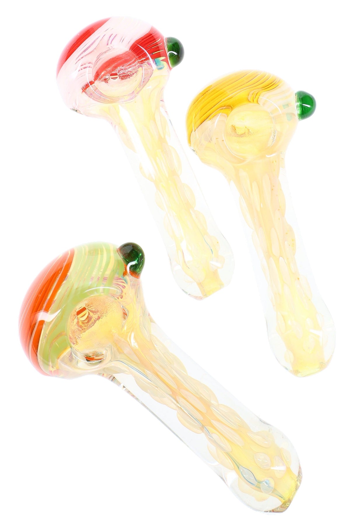 Silver Fumed Striped Bubble Glass Pipe “Citrus Swirl” – 4″ – Assorted Colors