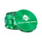 Kozo 3 inch four-piece anodized aluminum grinder in green, lid tilted open beside the toothed grinding chamber