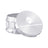 Kozo 3 inch four-piece anodized aluminum grinder in silver, lid tilted open beside the toothed grinding chamber