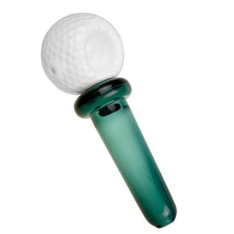 4" Golf Ball & Tee Hand Pipe - Novelty Borosilicate Glass Pipe for Dry Herbs, Front View