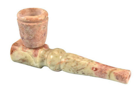 4" Marble-Colored Stone Pipe with Classic Design & Removable Bowl for Dry Herbs, Tan Spoon Style