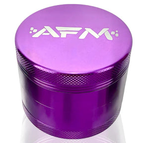 AFM 4-Piece Aluminum Herb Grinder in Vibrant Purple - Top View
