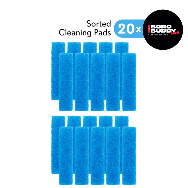 Snowtree BoroBuddy Mini Cleaning Pads, 20-pack, blue cotton pads on white background