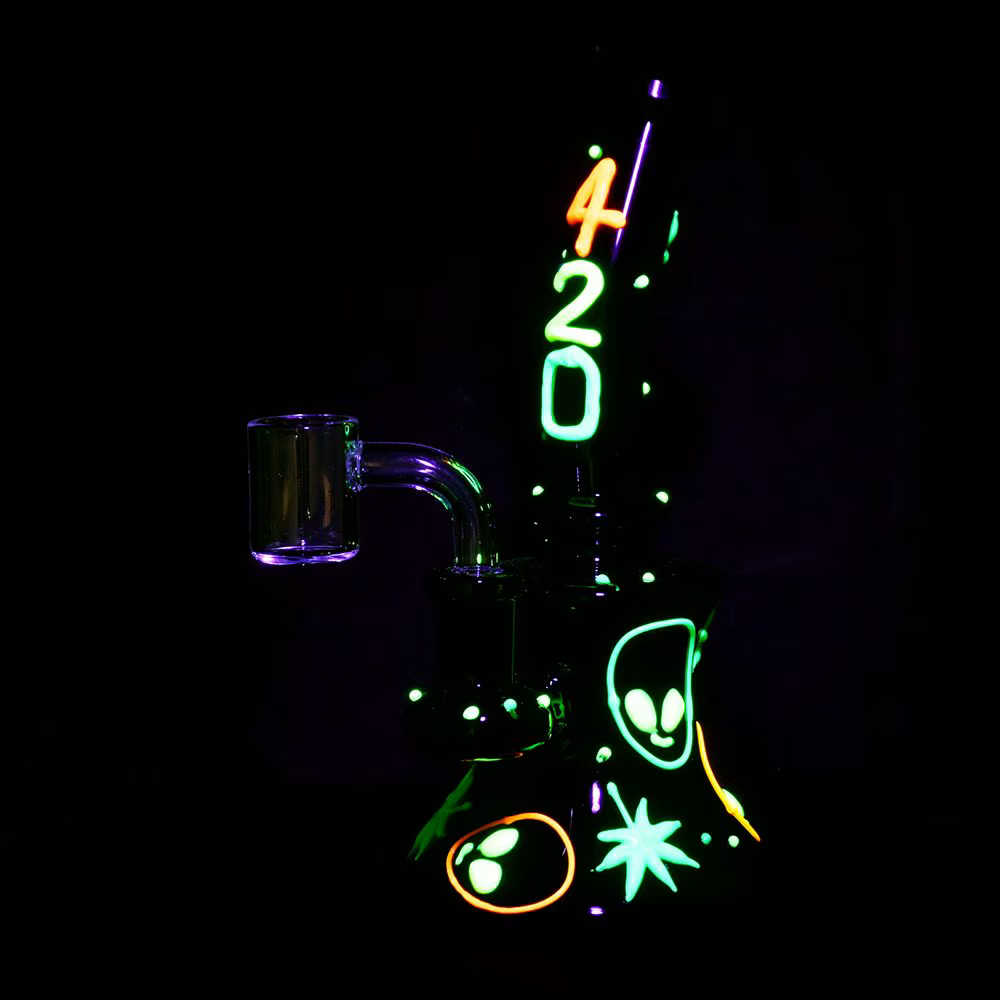 420 Alien Glow In The Dark Glass Dab Rig | 6.5" | 14mm F