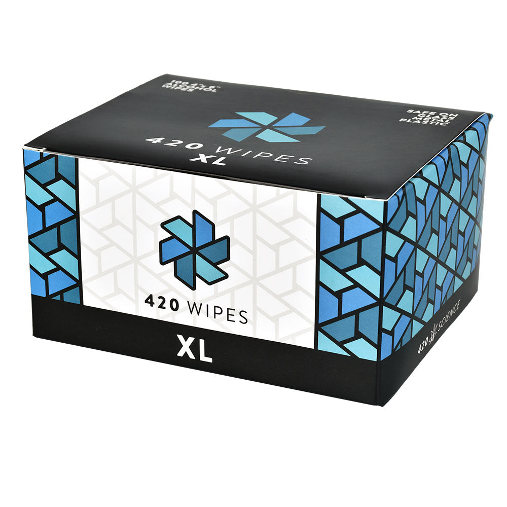 420 Science Sterilizing Wipes 100pc Box XL, portable cleaning supply for bongs and pipes