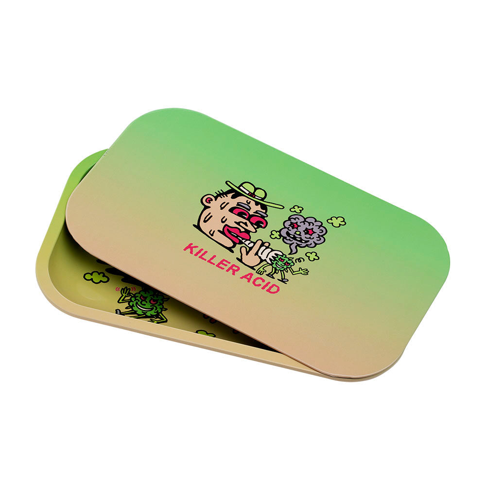 420 Science Artist Series Metal Rolling Tray with Lid, Fun Novelty Design, Portable Size