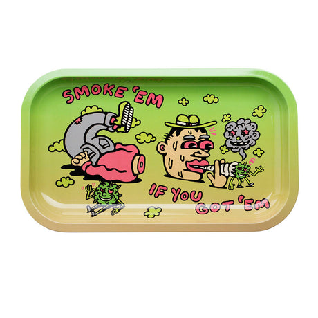 420 Science Artist Series 'Smoke Em' Rolling Tray with Lid, Medium Size, Top View