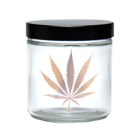 420 Science Clear Screw Top Jar with Gold Leaf Design, Compact Borosilicate Glass Storage
