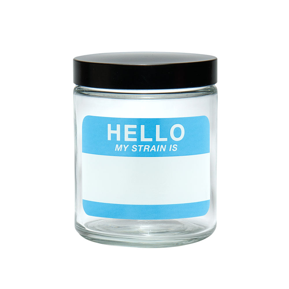 420 Science Clear Screw Top Jar with Hello Write & Erase Label - Front View