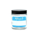 420 Science Clear Screw Top Jar with Write & Erase Label, Front View, Compact Storage for Dry Herbs
