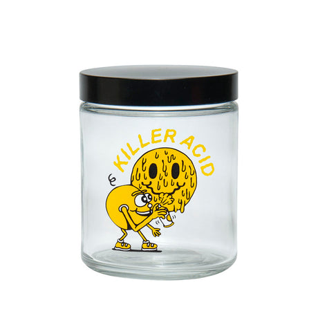 420 Science Clear Screw Top Jar with 'Killer Acid' Design, Compact & Portable, Front View