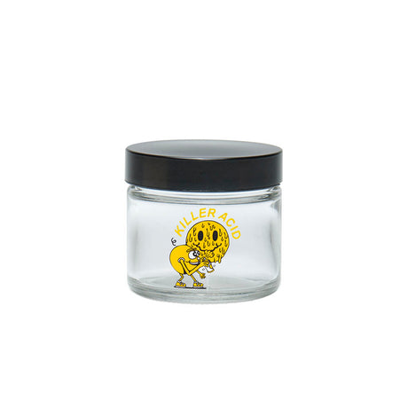 420 Science Clear Screw Top Jar with Miles of Smiles design, compact and portable stash storage