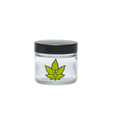 420 Science Clear Screw Top Jar with Toke Face Design, Portable Borosilicate Glass Storage