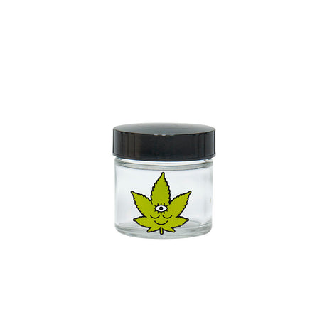 420 Science Clear Screw Top Jar with Toke Face design, compact and portable stash storage