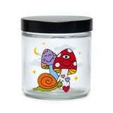 420 Science Clear Screw Top Jar with Cosmic Mushroom design, compact and portable stash storage