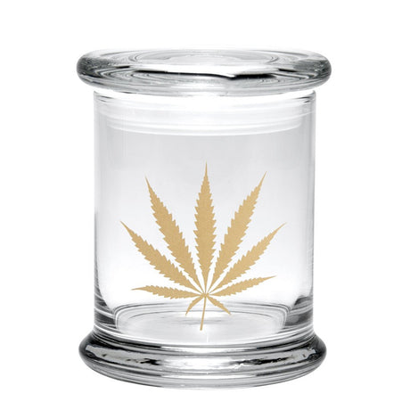 420 Science Pop-Top Jar with Gold Leaf design, clear borosilicate glass, compact and closable