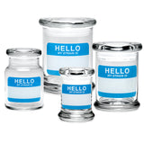 Set of 420 Science Pop Top Jars with Hello Write & Erase labels, clear borosilicate glass, various sizes