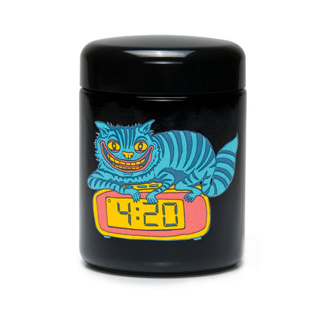 420 Science UV Screw Top Jar featuring a 420 Cat design, compact and portable, ideal for dry herbs